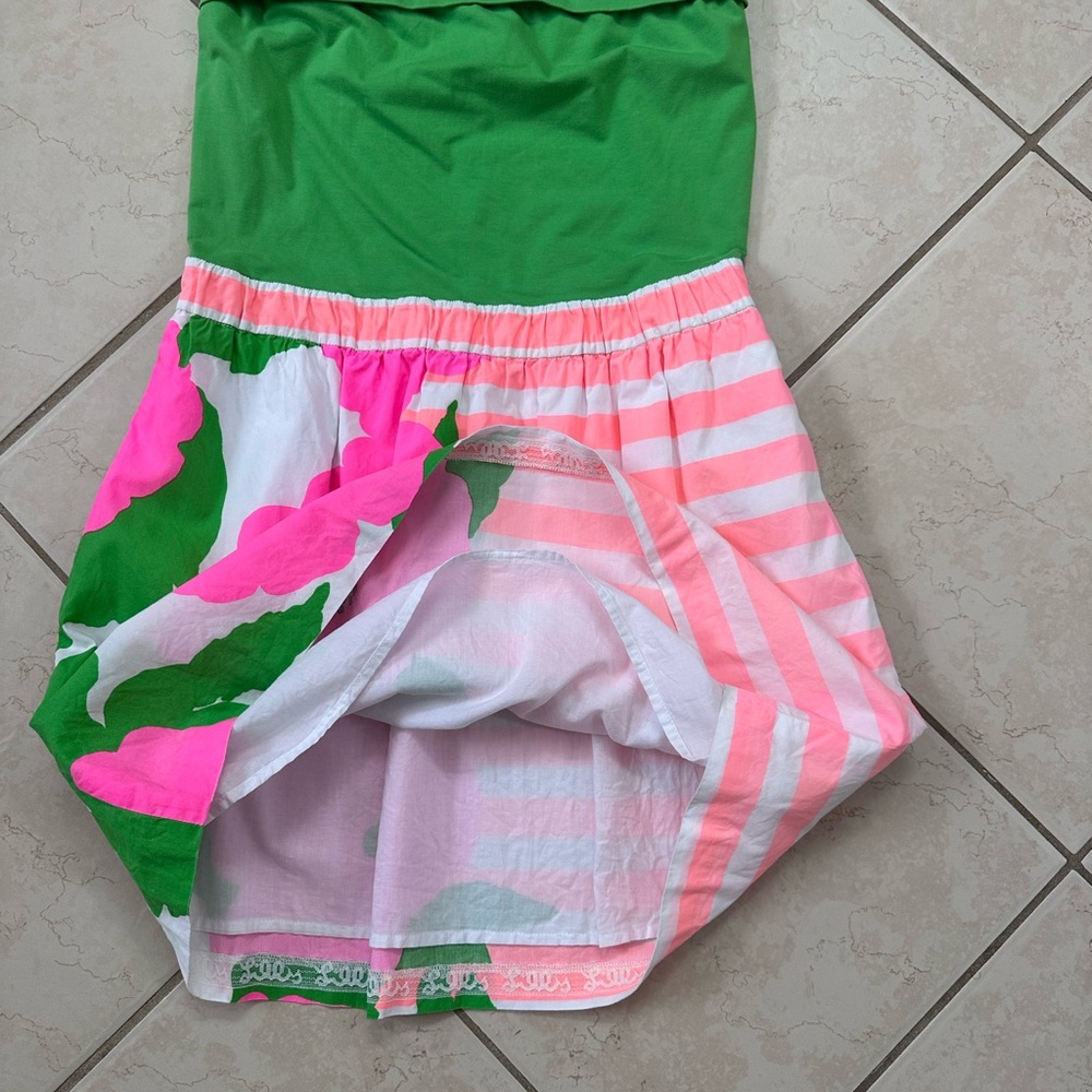 Lilly Pulitzer Green and Pink Strapless Mini Dress - Picture 7 of 8